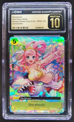 2024 ONE PIECE CCG SHIRAHOSHI BANDAI GAMES FEST OP03-16 CGC 10 PRISTINE RC7 - Image 1