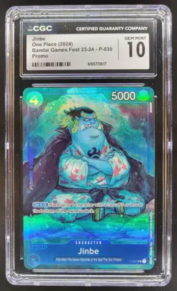 2024 ONE PIECE CCG JINBE BANDAI GAMES FEST P-030 CGC 10 RC7 - Image 1