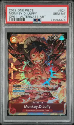 One Piece Card Game TCG Monkey D. Luffy OP01-024 Alt Alternate Art PSA 10 - Image 1