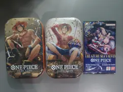 One Piece CCG Deck Set Monkey D. Luffy & Portgas D. Ace 2 Tins & 1 OP-14 pack - Image 1
