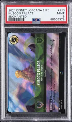 2024 DISNEY LORCANA EN3 ENCHANTED KUZCO'S PALACE HOME OF THE EMPEROR PSA 9 - Image 1