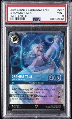 2024 DISNEY LORCANA EN 3 ENCHANTED GRAMMA TALA SPIRIT OF THE OCEAN PSA 9 - Image 1