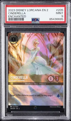 2023 DISNEY LORCANA EN 2 ENCHANTED #205 CINDERELLA BALLROOM SENSATION PSA 9 - Image 1