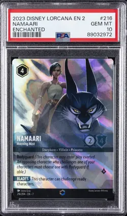 2023 DISNEY LORCANA EN 2-RISE OF THE FLOODBORN ENCHANTED #216 NAMAARI PSA 10 - Image 1