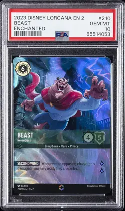 2023 DISNEY LORCANA EN 2-RISE OF THE FLOODBORN ENCHANTED #210 BEAST PSA 10 - Image 1