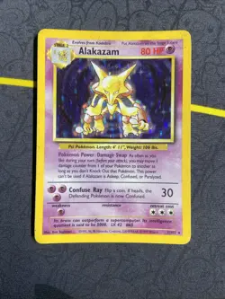 Pokemon Alakazam Base Set Holo Rare 1/102 80 HP English TCG Card 1999 - Image 1