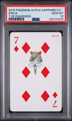 2015 POKEMON ALPHA SAPPHIRE PLAYING CARDS 7 OF DIAMONDS KIRLIA PSA 10 - Image 1