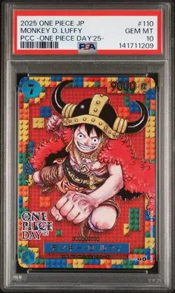 2025 ONE PIECE JPN PREM CARD COLL ONE PIECE DAY'25 #110 MONKEY D. LUFFY PSA 10 - Image 1