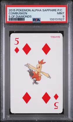 2015 POKEMON ALPHA SAPPHIRE PLAYING CARDS 5 OF DIAMONDS COMBUSKEN PSA 9 - Image 1