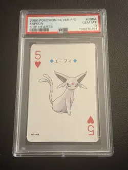 2000 Japanese Pokemon Espeon 5 of Hearts #196A Silver Card PSA 10 Gem Mint - Image 1
