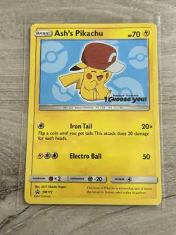 Ash's Pikachu TCG SM113 2017 Promo Card Pokemon 'I Choose You' Movie - Image 1