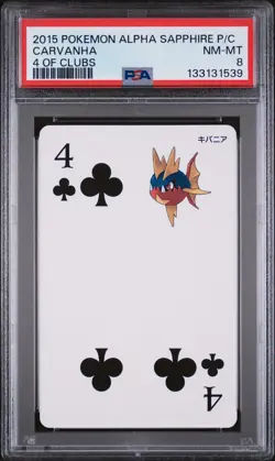 2015 POKEMON ALPHA SAPPHIRE PLAYING CARDS 4 OF CLUBS CARVANHA PSA 8 - Image 1