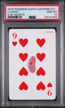 2015 POKEMON ALPHA SAPPHIRE PLAYING CARDS 9 OF HEARTS LUVDISC PSA 10 - Image 1