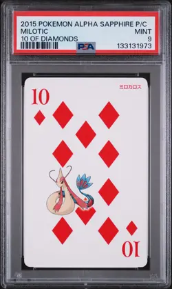 2015 POKEMON ALPHA SAPPHIRE PLAYING CARDS 10 OF DIAMONDS MILOTIC PSA 9 - Image 1