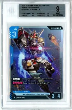 BGS MINT 9 Gundam Card Game Gundam RX-78-2 ST01-001 LR Gundam Beta 2024 - Image 1