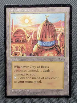 MTG City of Brass- DAMAGED/INKED -Chronicles Magic the Gathering Card # 112 - Image 1