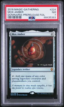 2018 MTG DOMINARIA PRERELEASE #224 MOX AMBER PSA 7 - Image 1