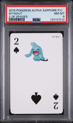 2015 POKEMON ALPHA SAPPHIRE PLAYING CARDS 2 OF SPADES WYNAUT PSA 8 - Image 1