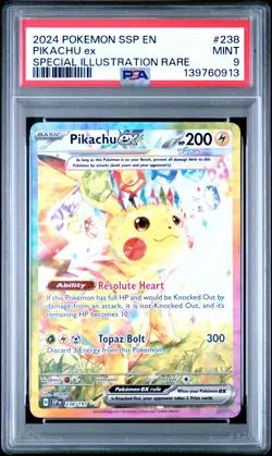2024 POKEMON SSP EN-SURGING SPARKS SPECIAL ILLUSTRATION RARE PIKACHU EX PSA 9 - Image 1
