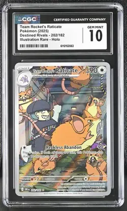 Team Rocket's Raticate *CGC 10* Illustration Rare *Destined Rivals* #202*Pokemon - Image 1