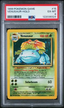 1999 Pokemon Game Venusaur Holo #15 PSA 6 - Image 1
