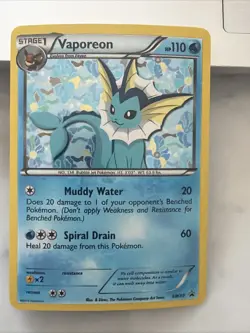 Pokemon TCG Vaporeon BW89 Black and White Promo Rare Holo - LP - Image 1