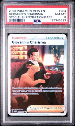 2023 POKEMON MEW EN-151 SPECIAL ILLUSTRATION RARE #204 GIOVANNI'S CHARISMA PSA 8 - Image 1