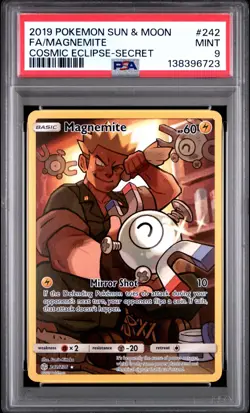 2019 Pokemon Sun & Moon Full Art Magnemite Cosmic Eclipse Secret #242 PSA 9 Mint - Image 1