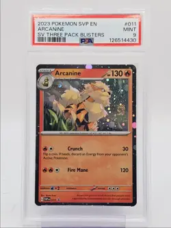 ARCANINE 2023 POKEMON S&V THREE PACK BLISTERS BS PROMO A #011 PSA 9 Q0004 - Image 1