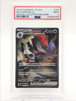 N'S ZOROARK EX 2025 POKEMON SPECIAL ILLUSTRATION RARE A 185/159 PSA 9 Q0004 - Image 1