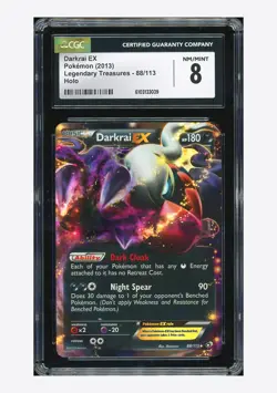 Pokemon CGC 8 Darkrai GX Holo 2013 88/113 Legendary Treasures English - Image 1