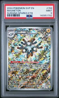 2024 POKEMON SVP SURGING SPARKS ELITE TRAINER BOX #159 MAGNETON PSA 9 - Image 1