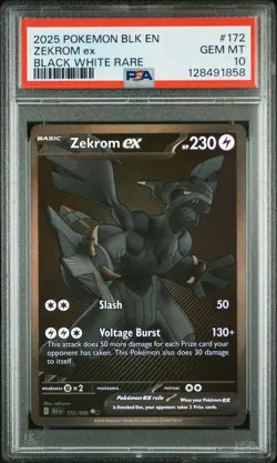 2025 POKEMON BLK EN-BLACK BOLT BLACK WHITE RARE #172 ZEKROM EX PSA 10 - Image 1