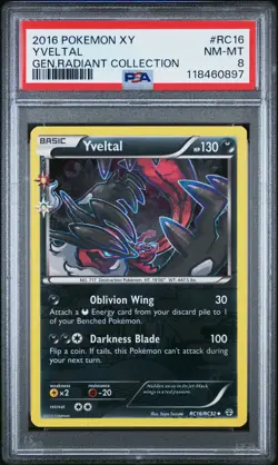 2016 POKEMON XY GENERATIONS RADIANT COLLECTION #RC16 YVELTAL PSA 8 - Image 1