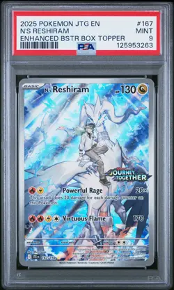 2025 POKEMON JTG EN-JOURNEY TOGETHER ENHANCED BOOSTER BOX N'S RESHIRAM PSA 9 - Image 1