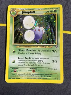 Swirl Pokemon Card - Jumpluff - Unlimited - Holo Rare (7/111) Neo Genesis *HP* - Image 2
