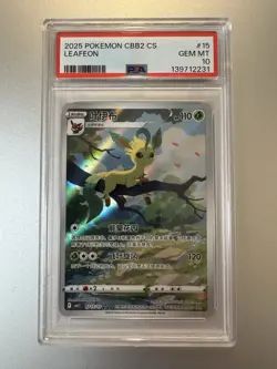 2025 Pokemon TCG CBB2 CS #15 LEAFEON GEM MT Full Art Holo PSA 10 - Image 1