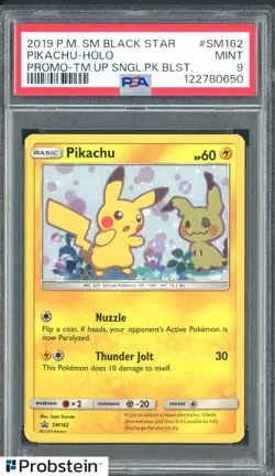 2019 POKEMON SM BLACK STAR PROMO #SM162 PIKACHU-HOLO PROMO-TM.UP PSA 9 #3 - Image 1