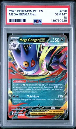 2025 POKEMON PFL EN-PHANTASMAL FLAMES #056 MEGA GENGAR EX PSA 10 - Image 1