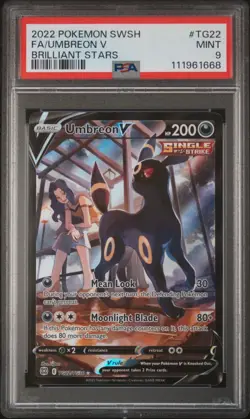 2022 POKEMON SWORD & SHIELD BRILLIANT STARS #TG22 FULL ART/UMBREON V PSA 9 - Image 1