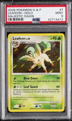 2008 POKEMON DIAMOND & PEARL MAJESTIC DAWN #7 LEAFEON-HOLO PSA 9 - Image 1