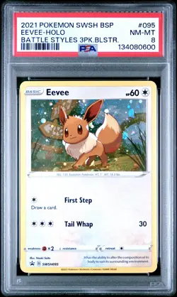 2021 POKEMON SWSH BATTLE STYLES THREE PACK BLISTERS EEVEE-HOLO PSA 8 - Image 1