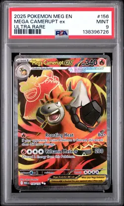 2025 Pokemon MEG En Mega Camerupt Ex Ultra Rare #156 PSA 9 Mint - Image 1