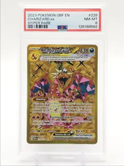 CHARIZARD EX 2023 POKEMON OBSIDIAN FLAMES HYPER RARE 228/197 PSA 8 Q0004 - Image 1