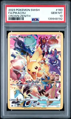 2023 POKEMON SWORD & SHIELD CROWN ZENITH #160 FULL ART/PIKACHU PSA 10 - Image 1