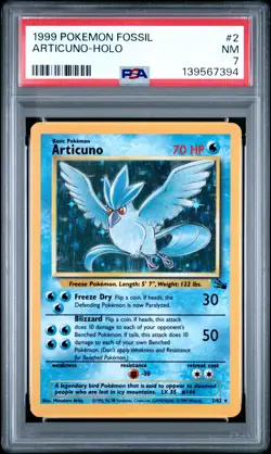 1999 POKEMON FOSSIL #2 ARTICUNO-HOLO PSA 7 - Image 1