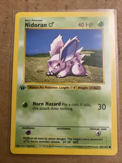 Pokemon TCG Nidoran Base Set 55/102 1st Edition Never Played Near Mint - Image 1