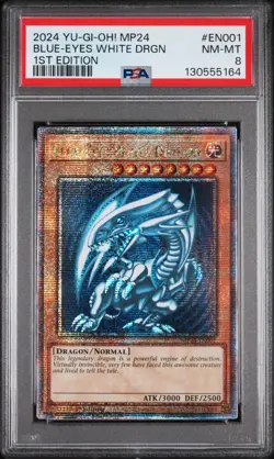 2024 YU-GI-OH! MP24-25TH ANV TIN: DUELING MIRRORS BLUE-EYES WHITE DRAGON PSA 8 - Image 1
