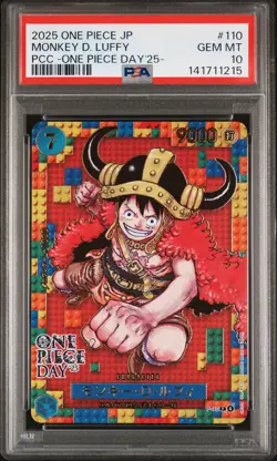 2025 ONE PIECE JPN PREM CARD COLL ONE PIECE DAY'25 #110 MONKEY D. LUFFY PSA 10 - Image 1