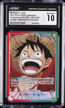 2025 ONE PIECE JPN CARRYING ON HIS WILL ALTERNATE ART MONKEY D. LUFFY CGC 10 - Image 1